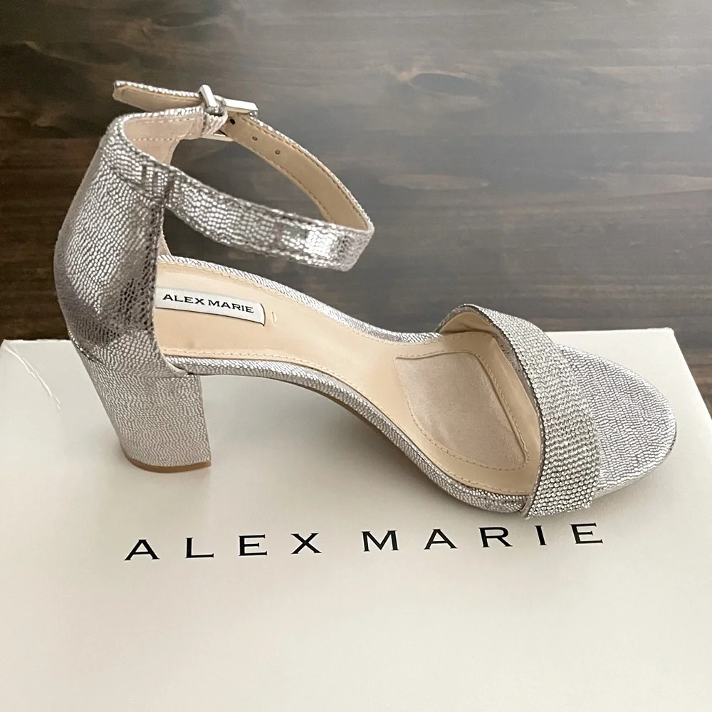 Alex Marie HalmarTwo Rhinestone Strap Block Heel Sandal